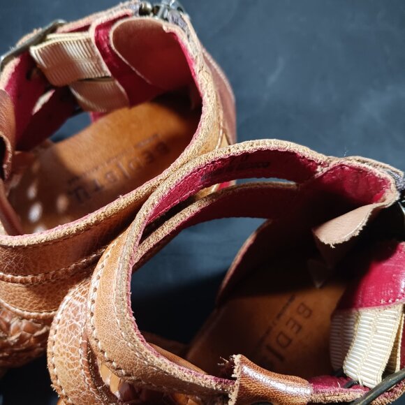 Bed|Stu Gladiator Brown Leather Sandal's Size 7 - Picture 6 of 11